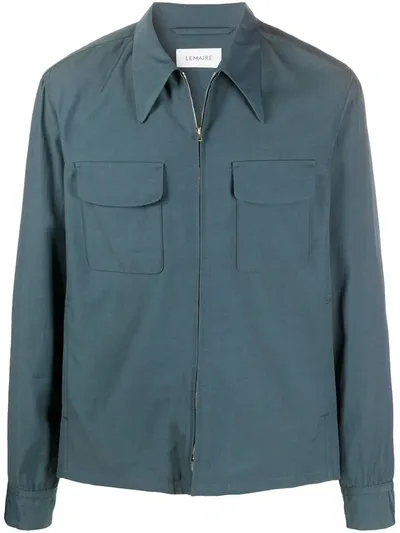 Lemaire Pointed-collar Shirt Jacket In Blue