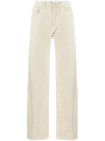 Dondup High-waisted Trousers In Neutrals