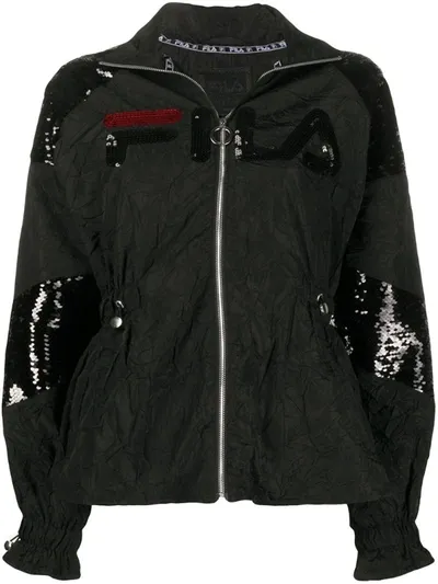 Fila Sequin-embellished Logo Jacket In Black