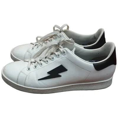 Pre-owned Neil Barrett Leather Low Trainers In White