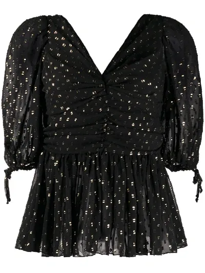 Frankie Morello Black Blouse With Lurex Details