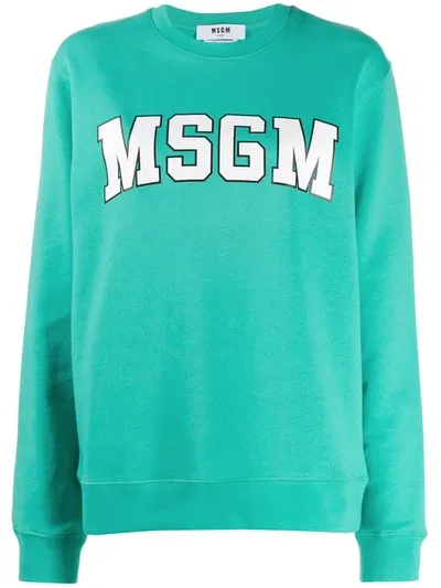 Msgm Logo Sweatshirt In Green