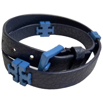 Pre-owned Tory Burch Leather Bracelet In Navy