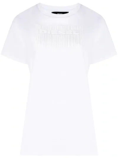 Diesel Barcode Logo Print T-shirt In White