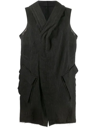 Masnada Sleeveless Wrap Front Jacket In Black