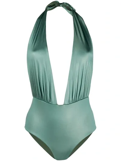 John Richmond Hershey Halter Neck Swimsuit In Green