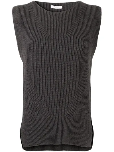 Peserico Ribbed Knit Vest In Grey