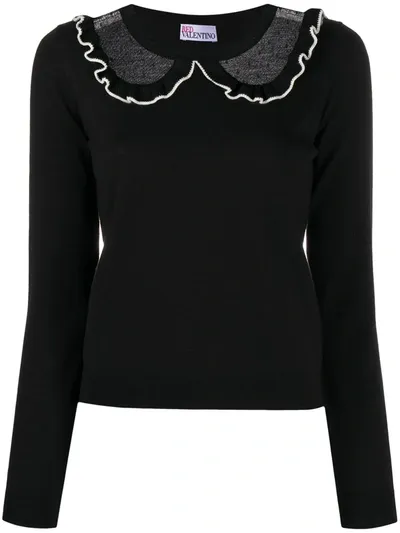 Red Valentino Collar-detail Jumper In Black