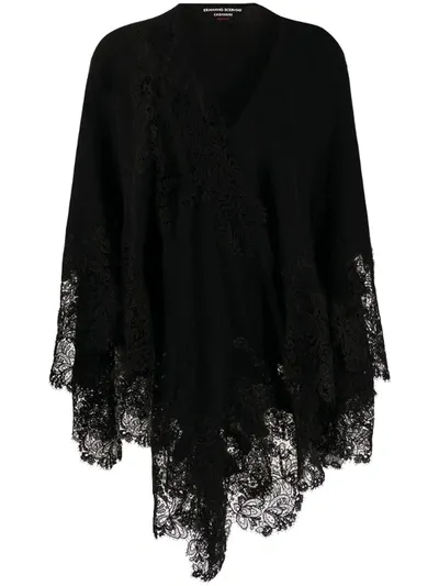 Ermanno Scervino Lace Trim Shawl Cardigan In Black