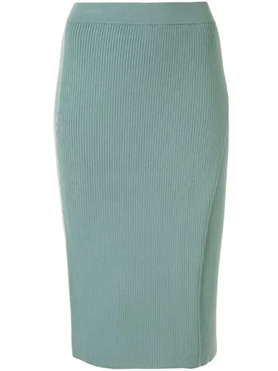 Jonathan Simkhai Ribbed Pencil Skirt In Green