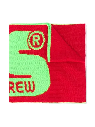 Gcds Kids' Colour-block Logo Scarf In Red