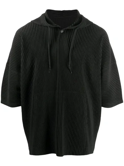 Issey Miyake Micro Pleated Hoodie In Black