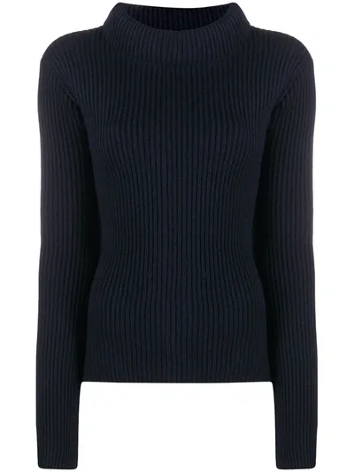 Société Anonyme Wool Ribbed-knit Jumper In Blue