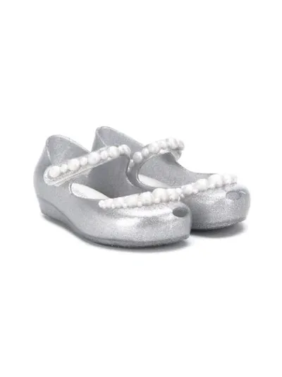 Mini Melissa Kids' Pearl-embellished Ballerina Shoes In Silver