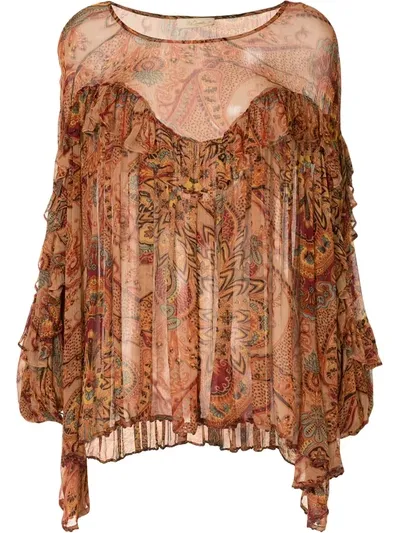 Mes Demoiselles Latifah Abstract-print Blouse In Brown