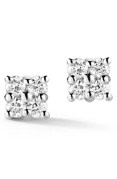 Dana Rebecca Designs Mini Diamond Square Stud Earrings In White Gold