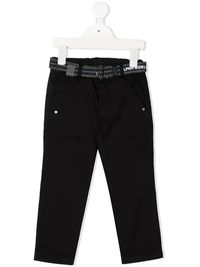 Lapin House Kids' Belted Straight-leg Trousers In Black