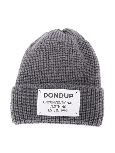 Dondup Kids' Logo-patch Beanie In Grey