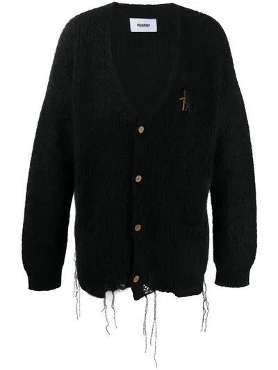 Doublet Distressed-hem Cardigan In Black