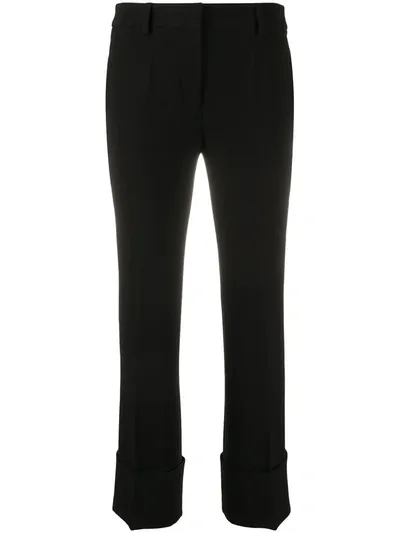 Alberto Biani Flared Turn-up Trousers In Black