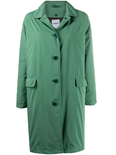 Aspesi Long Sleeve Buttoned Up Coat In Green