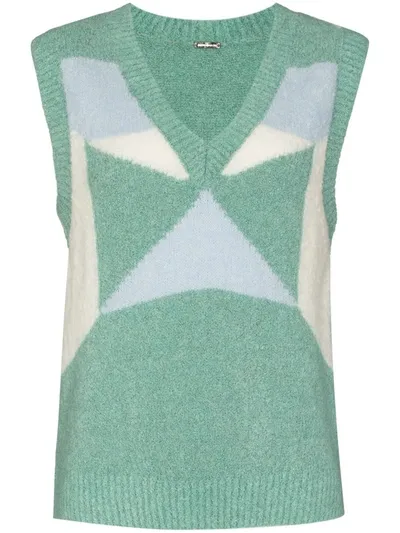 Dodo Bar Or Sylvia Geometric Knitted Vest In Blue