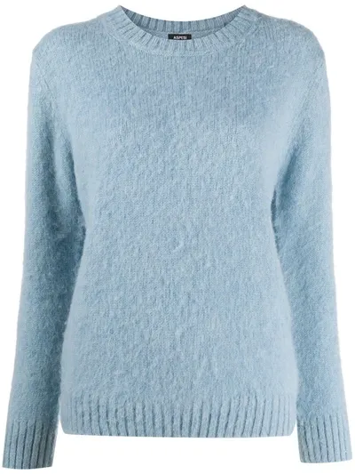 Aspesi Long Sleeve Wool Sweater In Blue