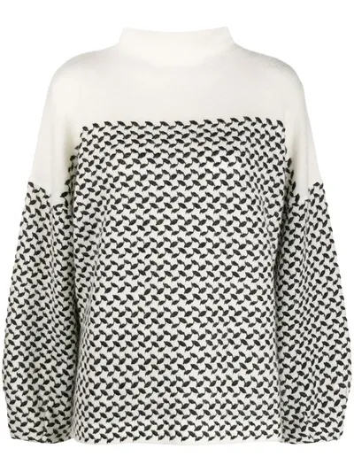 Lala Berlin Leaf Print Cashmere Jumper In White