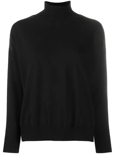 Peserico Shoulder-seam Roll-neck Jumper In Black