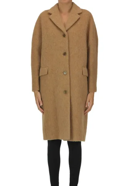 Aspesi Classic Buttoned Coat In Beige