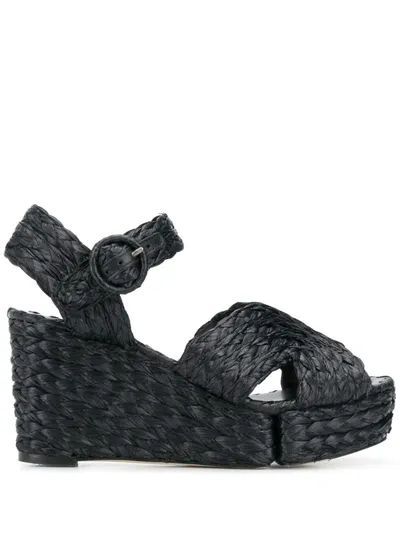 Paloma Barceló Lava Wedge-heel Espadrilles In Black