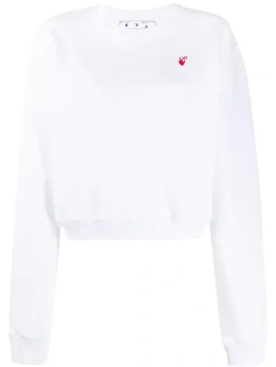 Off-white Graphic Print Cropped Jumper In White