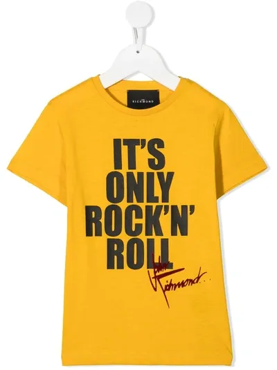 John Richmond Junior Kids' Slogan Print Short-sleeved T-shirt In Yellow