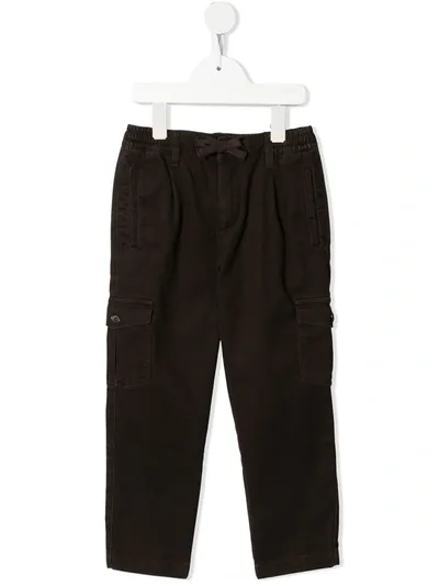 Dolce & Gabbana Kids' Gabardine Cargo Pants In Brown