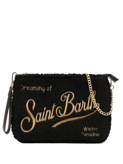 Mc2 Saint Barth Textured Embroidered-logo Bag In Black