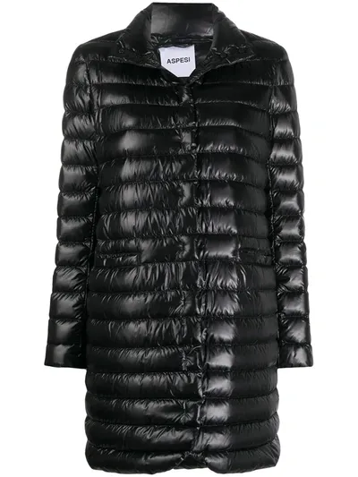 Aspesi High-neck Padded Coat In Black