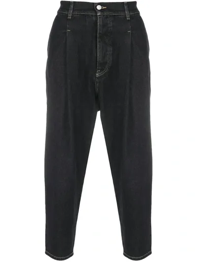 Drôle De Monsieur Cropped Tapered Jeans In Black