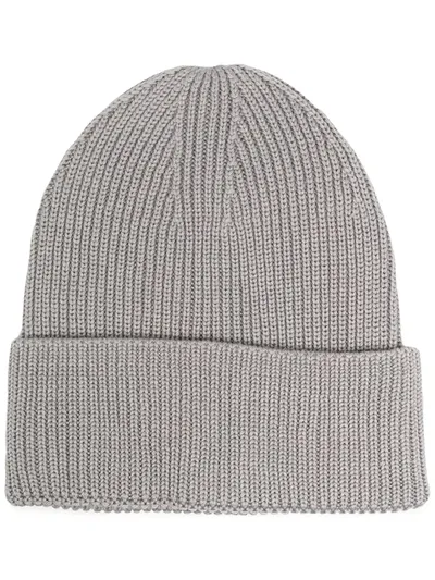 Y-3 Ribbed Wool Beanie In Grey