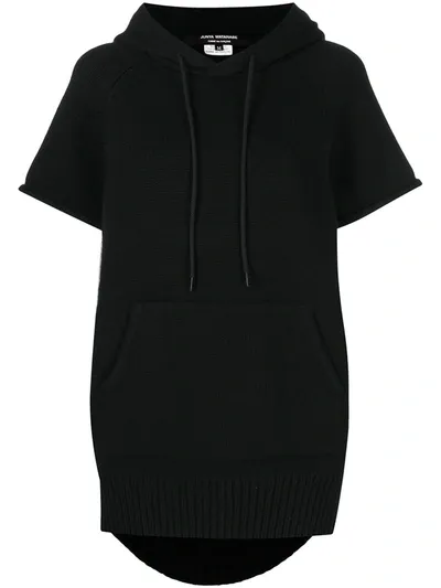 Junya Watanabe Short-sleeve Wool Hoodie In Black