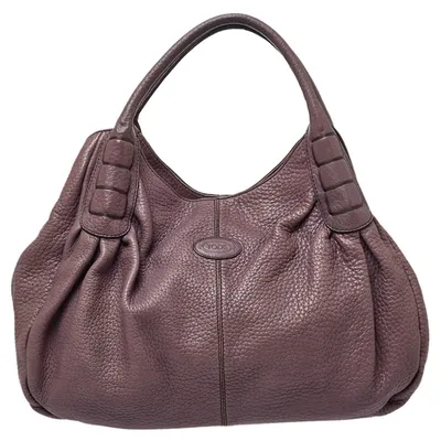 Pre-owned Tod's Purple Leather Ivy Sacca Media Hobo