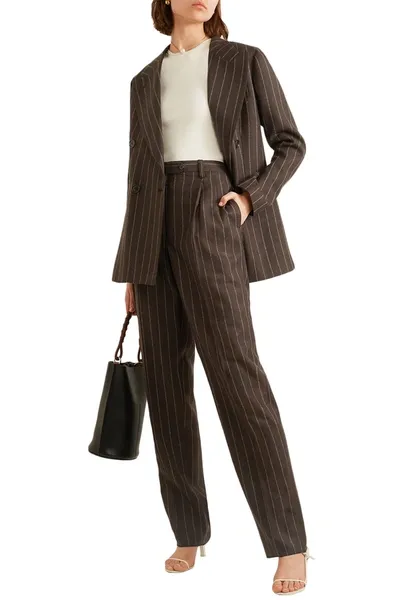 Giuliva Heritage Collection The Stella Double-breasted Grain De Poudre Wool Blazer In Brown