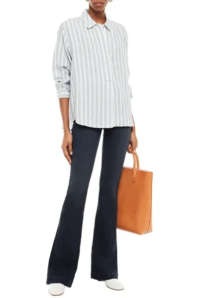 Frame Striped Linen Shirt In Blue