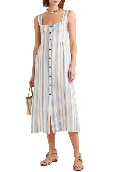 Giuliva Heritage Collection The Giuditta Striped Linen Dress In Blue