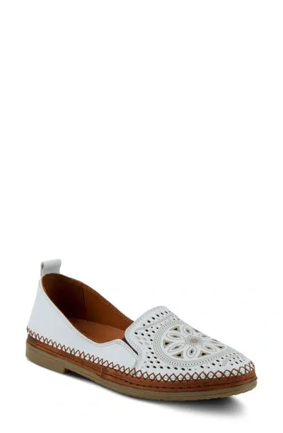 Spring Step Ingrid Flat In White Leather