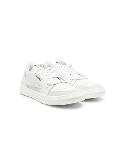 Young Versace Kids' Logo-print Lace-up Sneakers In White