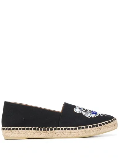 Kenzo Black Elasticated Canvas Espadrilles