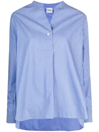 Aspesi Striped Cotton Blouse In Blue