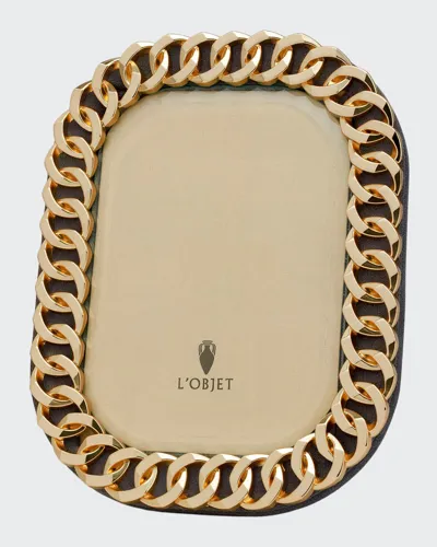 L'objet Cuban Link 4" X 6" Picture Frame In Gold