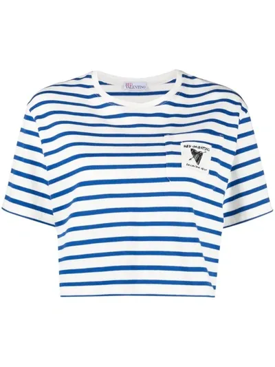 Red Valentino Follow Your Heart Striped T-shirt In White