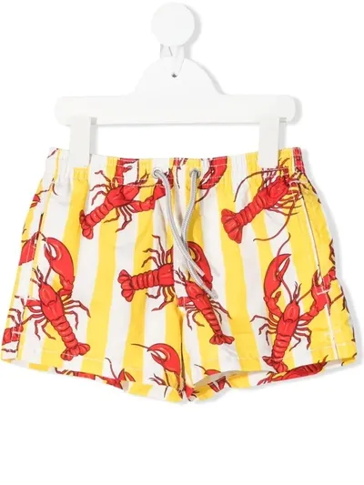 Mc2 Saint Barth Lobster-motif Swim Shorts In Yellow